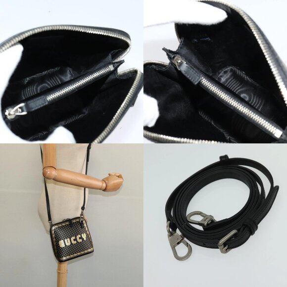 GUCCI SEGA Collaboration Shoulder Bag Leather Black 511189 Auth BD1503AV - Picture 13 of 14